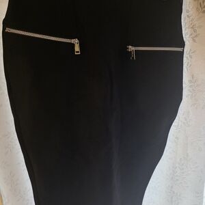Guess Elegant Black Pencil Skirt with Silver Zippers